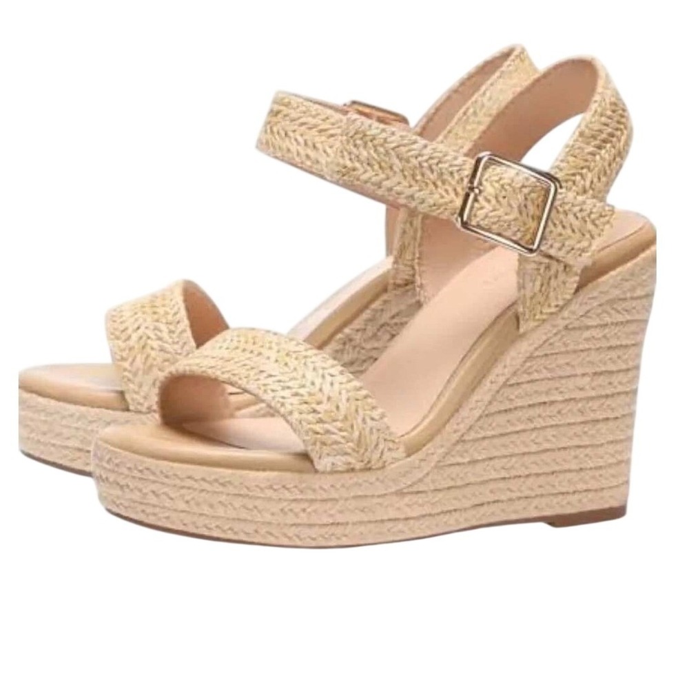 Vicki Vicki Espadrille Wedge Sandals Beige Ankle Strap Platform Size 9 NWOT NWT
